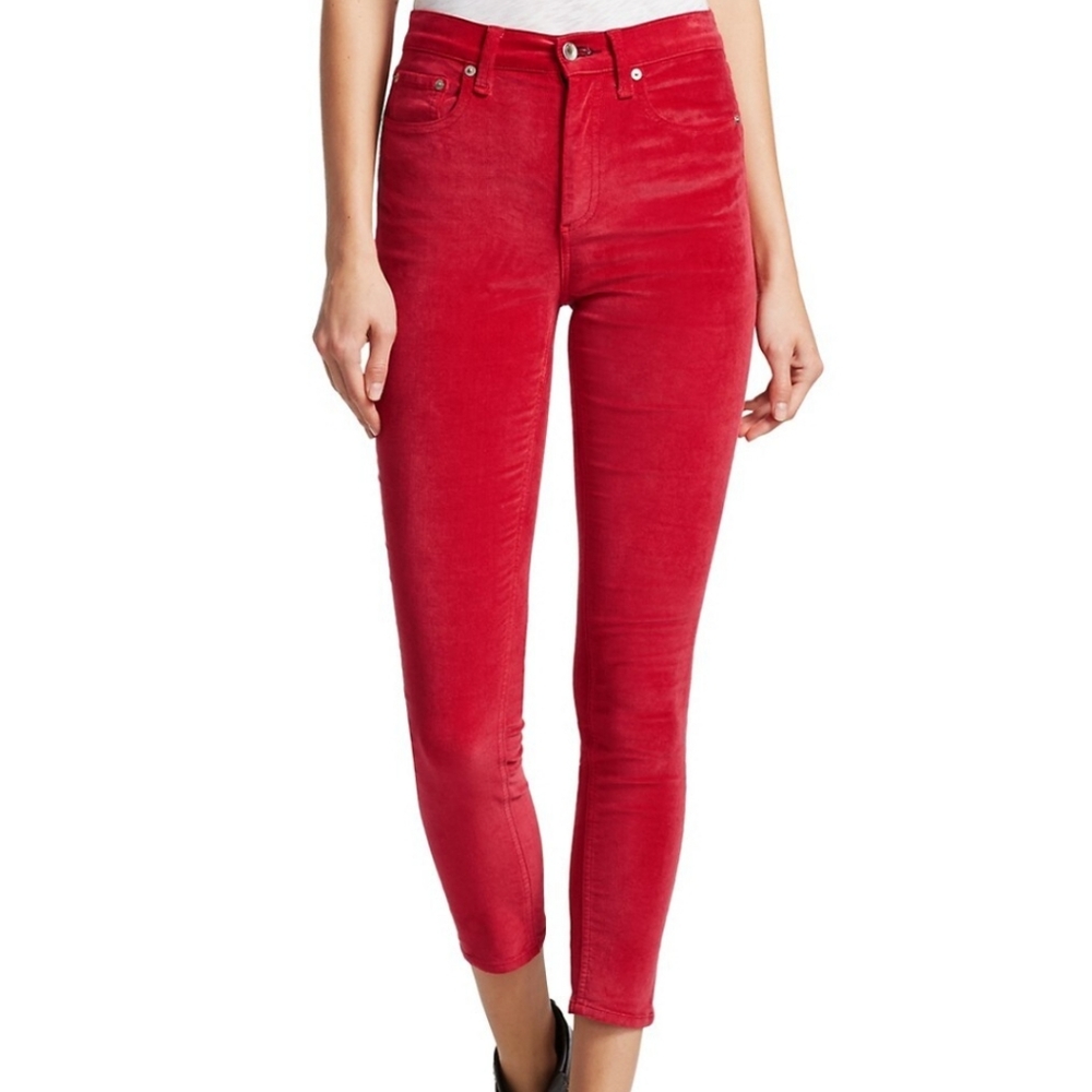 RAG & BONE HIGH RISE VELVET SKINNY PANTS
